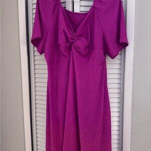 SHEIN Vibrant Purple Knot-Front Mini Dress